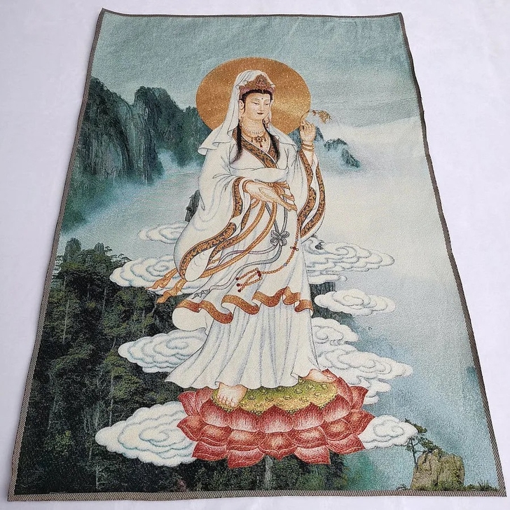 宗教佛像西藏唐卡织锦刺绣画，观音菩萨佛像尼...