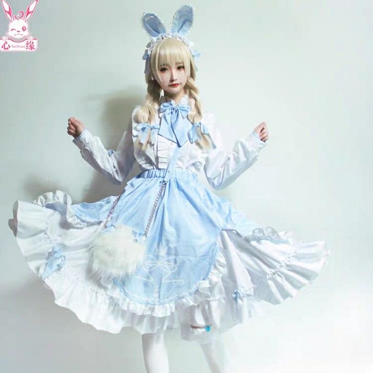 心缘家【现货 奇迹暖暖白兔糖cos服女仆洛...