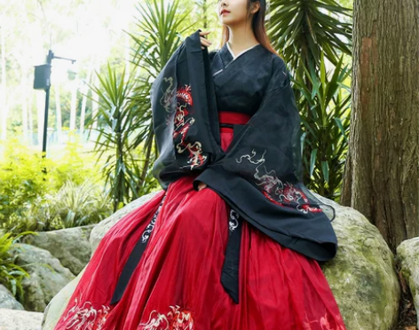 夜弦歌汉服女大袖交领齐腰襦裙龙纹重工刺绣超...