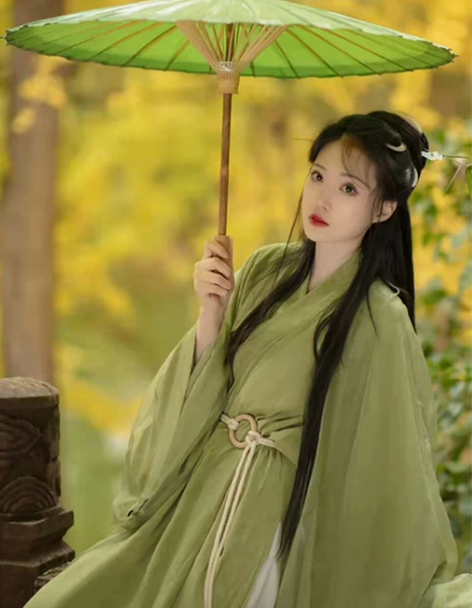 绿色汉服女夏款原创魏晋制古装超仙气飘逸广袖...