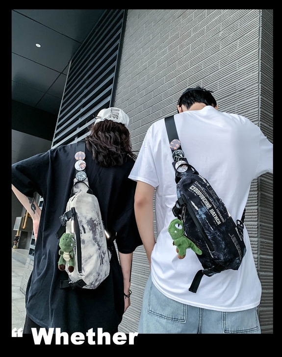 新款多功能潮牌运动男士小背包单肩斜挎胸包潮...