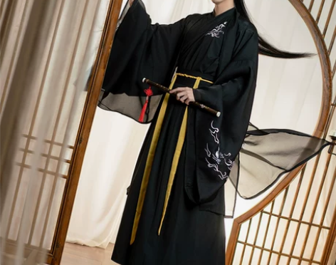 孤鲤原创古装青少年男汉服古装秋季中国风道袍...