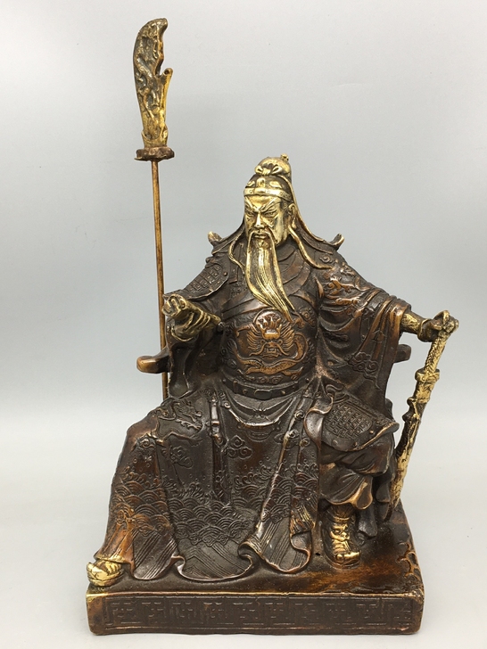 古玩铜器收藏，坐关公，工艺精湛 ，包浆醇厚...