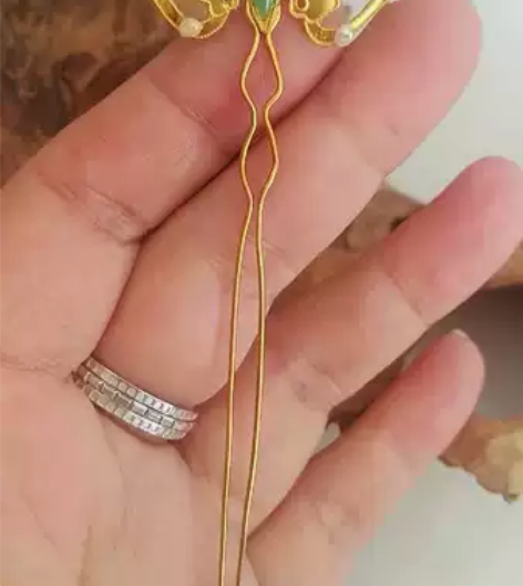 现货特价!999银镀金花丝镶嵌蝴蝶簪,钗 ...