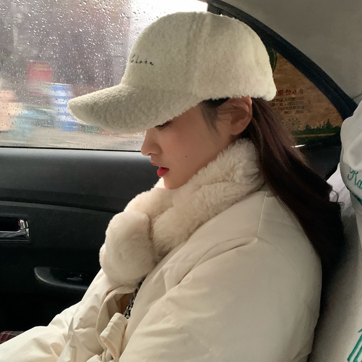 羊羔毛帽子女秋冬季韩版潮鸭舌帽ins网红泰...