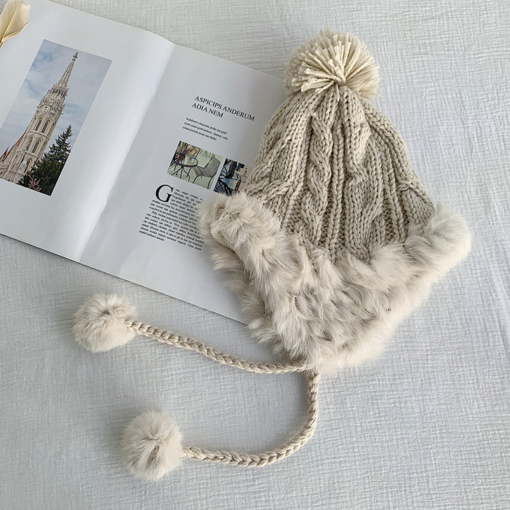 毛线帽女杏色 保暖又好看