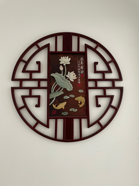 新中式玉雕挂件玄关餐厅客厅沙发背景墙玉石装...