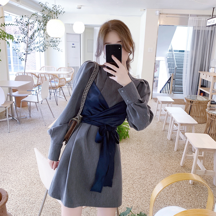 ByYou 秋冬假两件复古高冷御姐风连衣#...