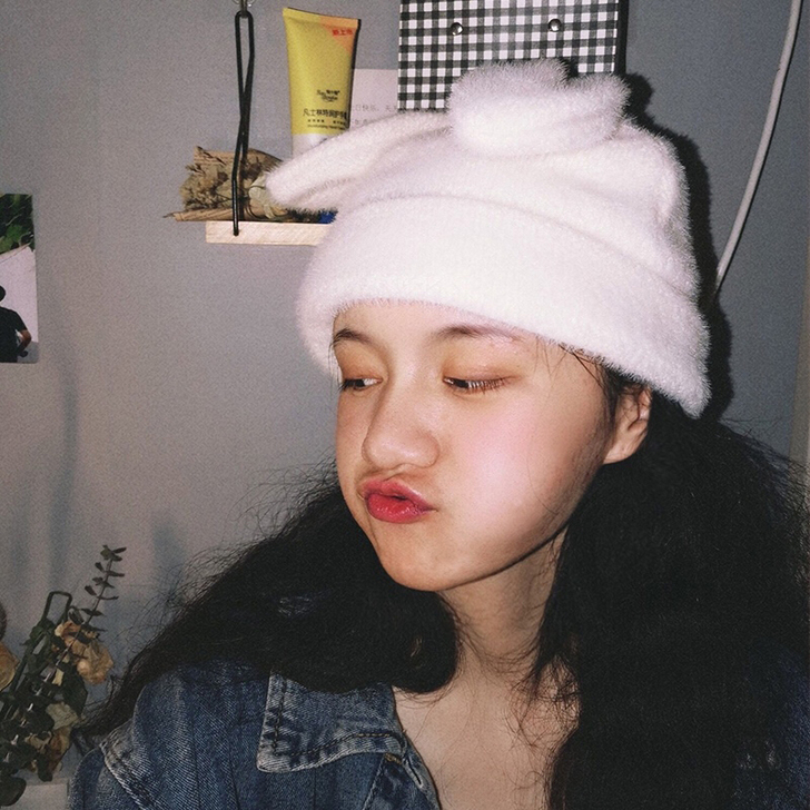 柚子天空 帽子 月子帽 兔耳帽