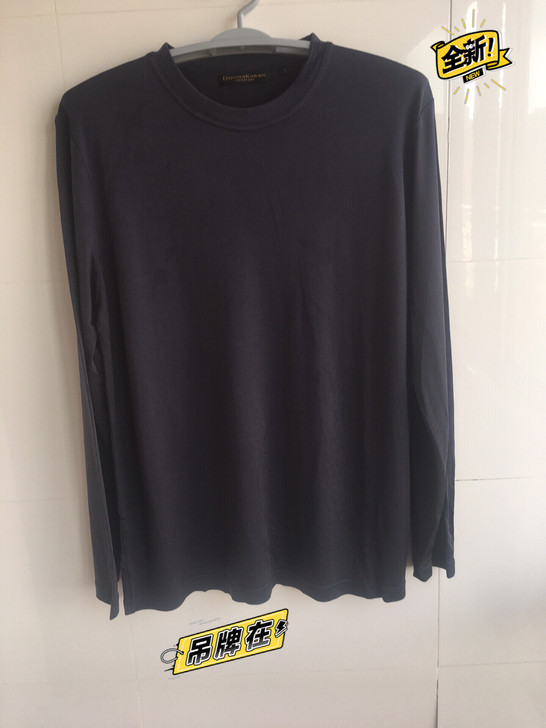 美国奢牌 唐纳卡兰 男款大码圆领重磅真丝长...