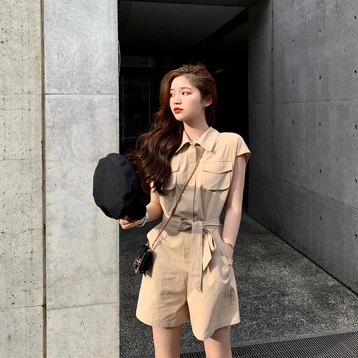 林珊珊 泫雅风工装连体裤女高腰网红同款百搭...