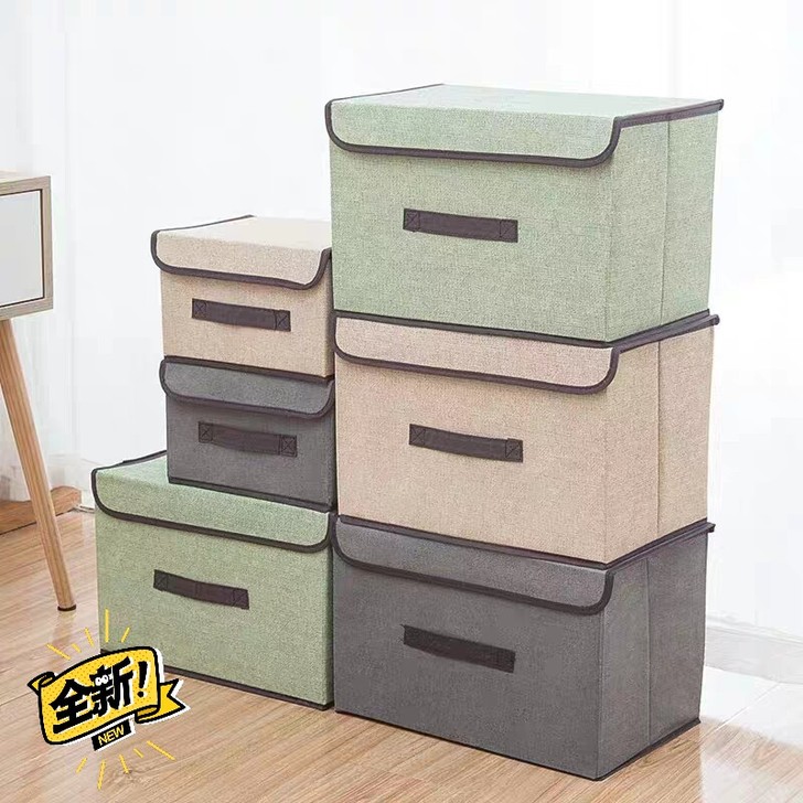 2个装全新转手 折叠收纳箱布艺衣物储物箱#...