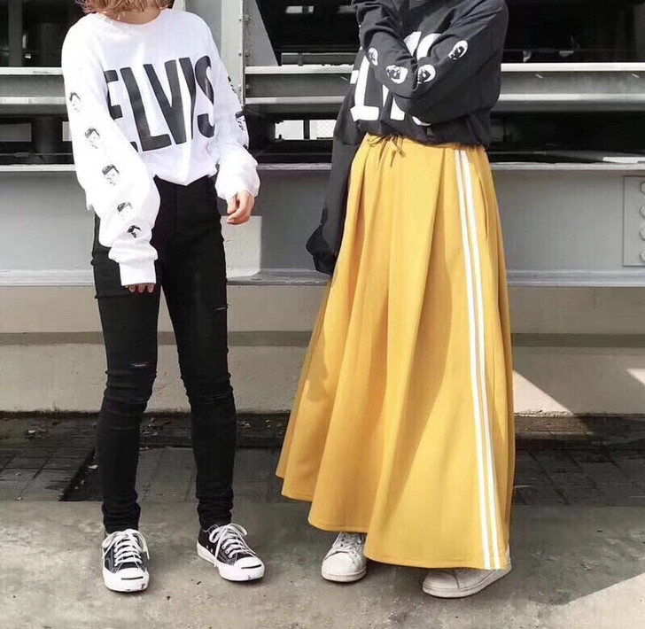 日本 圆单条纹运动风半裙