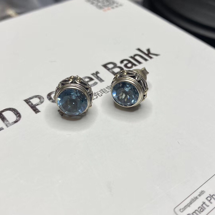 巴厘岛鎏金托帕小重工耳钉