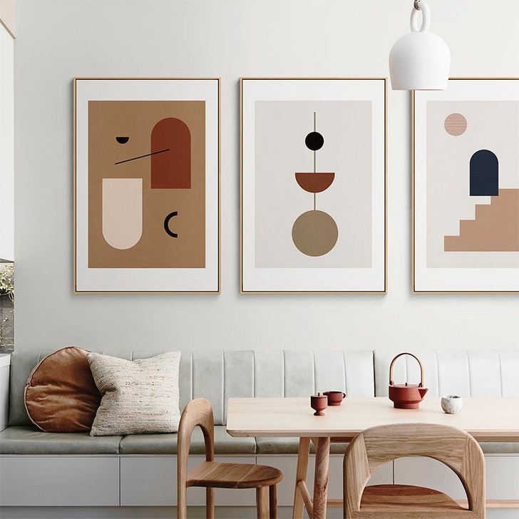 莫兰迪抽象装饰画不规则几何客厅墙画卧室床头...