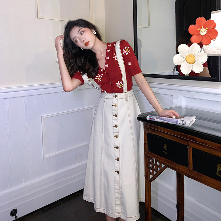 许大晴牛仔半身裙