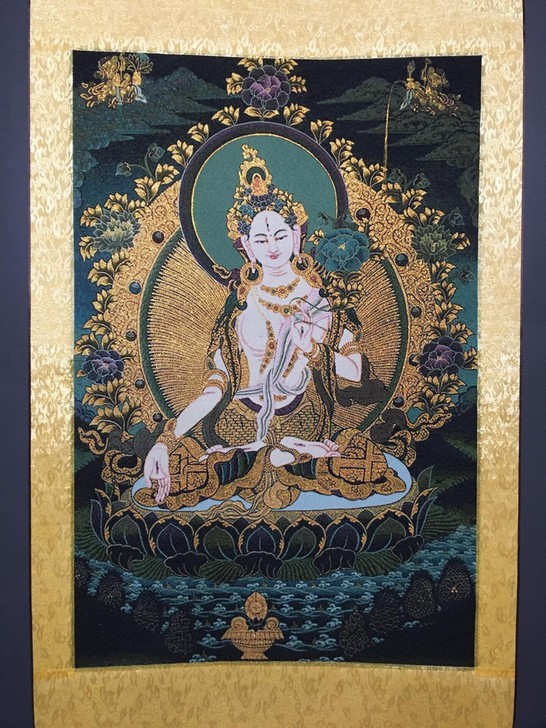 编号：唐卡261 批发中堂唐卡刺绣画 织锦...