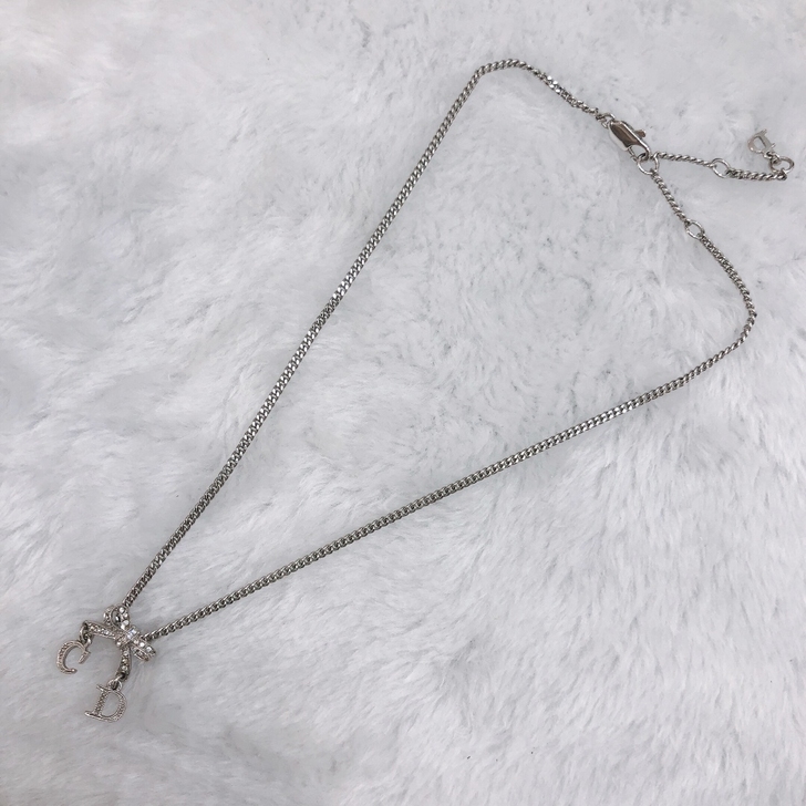 中古珠宝Dior迪奥银色蝴蝶结项链锁骨链 ...