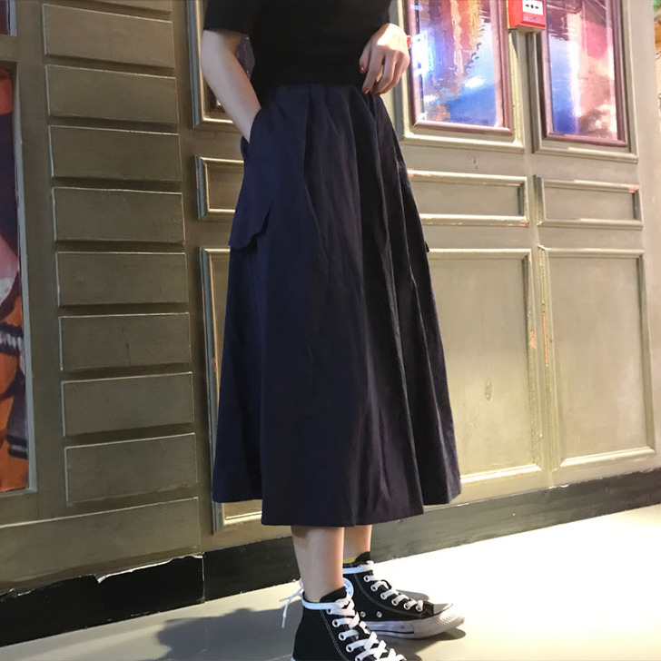 山本风工装日式半身裙伞裙复古港风学生A字半...