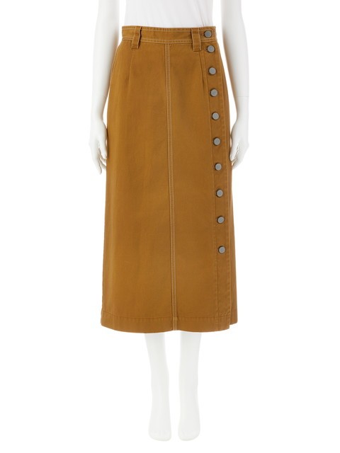 轻熟学院风,可可侧边排扣半身裙铅笔裙