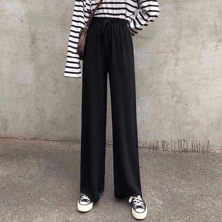2021新款休闲裤女夏韩版潮流阔腿长裤甜美百搭宽松透气不紧绷
