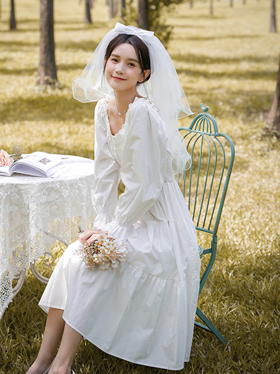 登记领证小白裙结婚照服装轻婚纱裙日常小礼服...