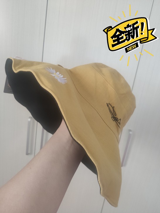 全新女款渔夫帽遮阳帽成人均码双面戴带防风绳