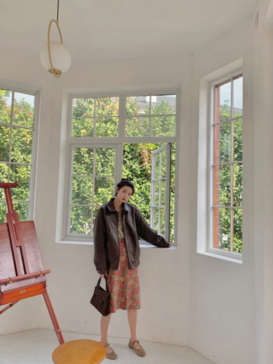 范智乔 碎花复古a字半裙