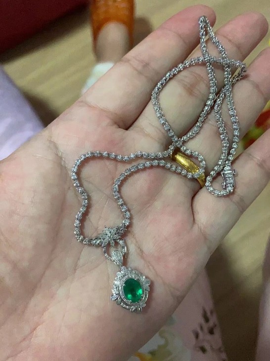 全新钻石项链万能扣满钻18k白金豪镶满钻项...