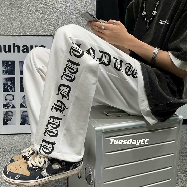 ins潮牌高街运动裤子男宽松直筒休闲裤街头...