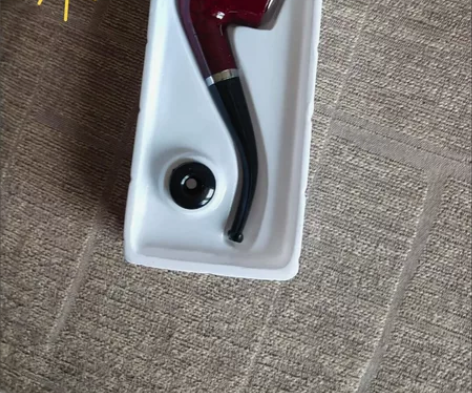 包邮全新弯式中国过滤手工黑檀木男士铁锅烟具...