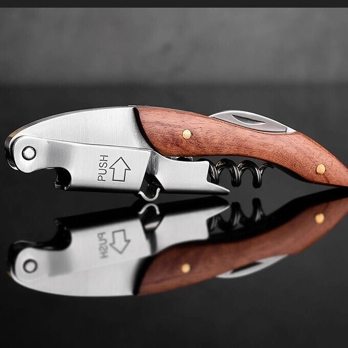 法国酒刀 红酒开瓶器 木柄海马开酒器 不锈...