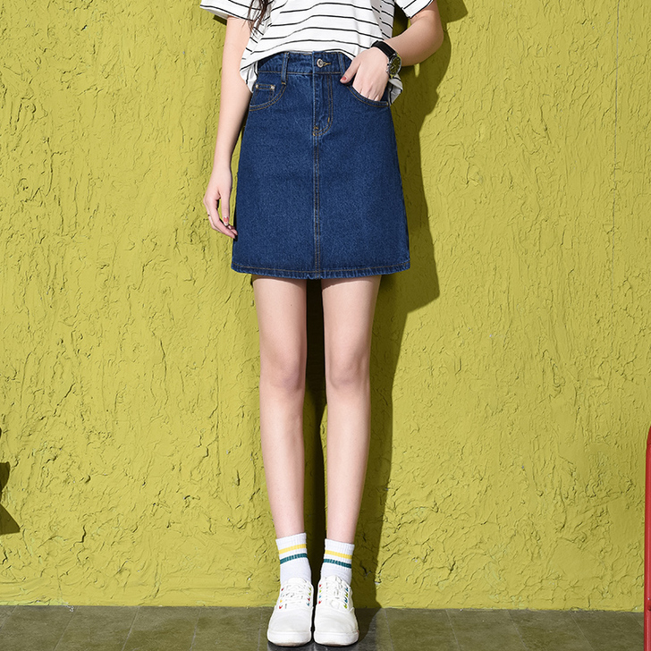 全新牛仔短裙女a字半身裙高腰显瘦学生裙子