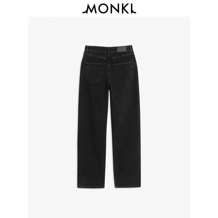 MONKI2021春季新款复古黑色丹宁牛仔...