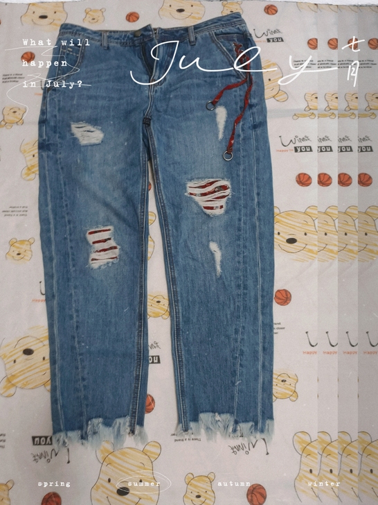 only夏季牛仔裤 九分紧身 很有设计感 ...
