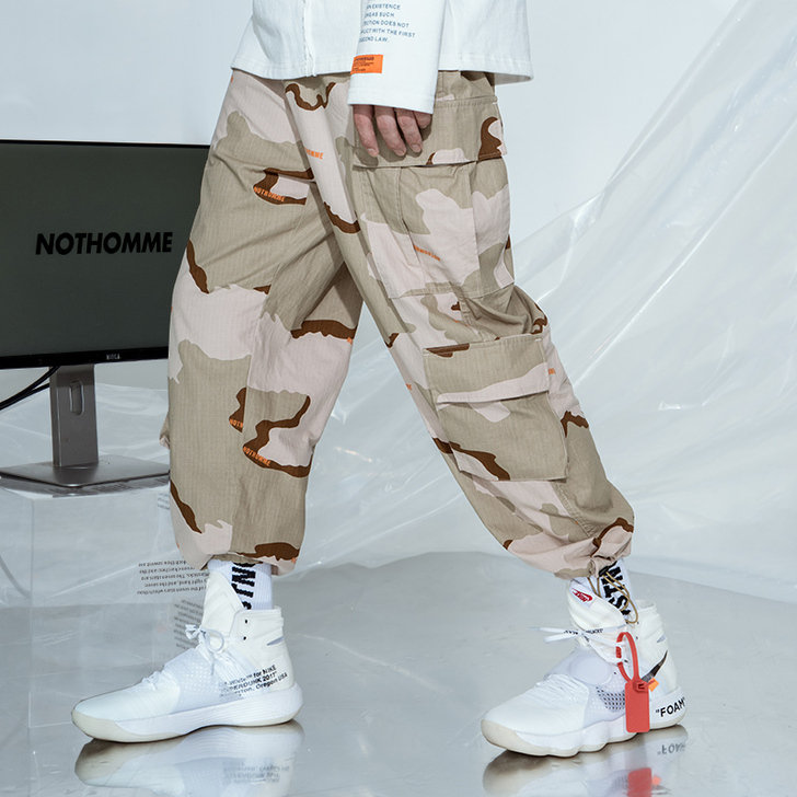 NOTHOMME日系潮牌迷彩军事风直筒工装...
