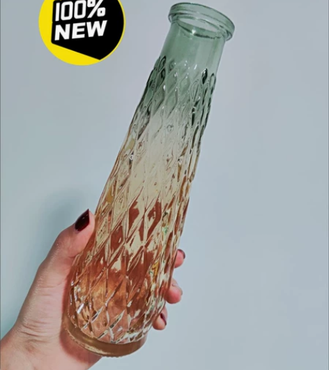 复古渐变玻璃花瓶欧式浮雕透明花器客厅插花小...