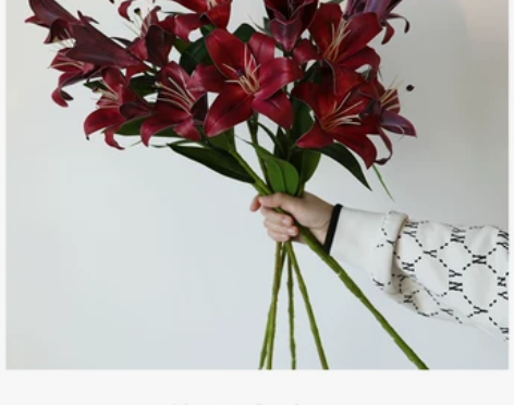 【狂欢价】高档手感百合花仿真花假花家居花瓶...