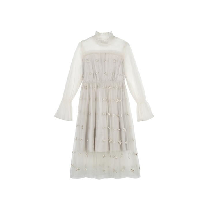 小镇姗姗圣洁仙境蕾丝网纱连衣裙宴会裙内搭仙...