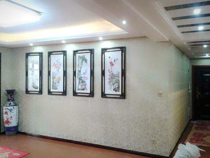 中国风十字绣成品梅兰竹菊牌匾客厅沙发背景画...