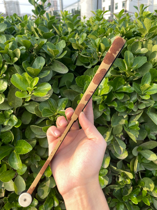 9.5寸2.0口老云妃，黄前顺乌木铜鼓头