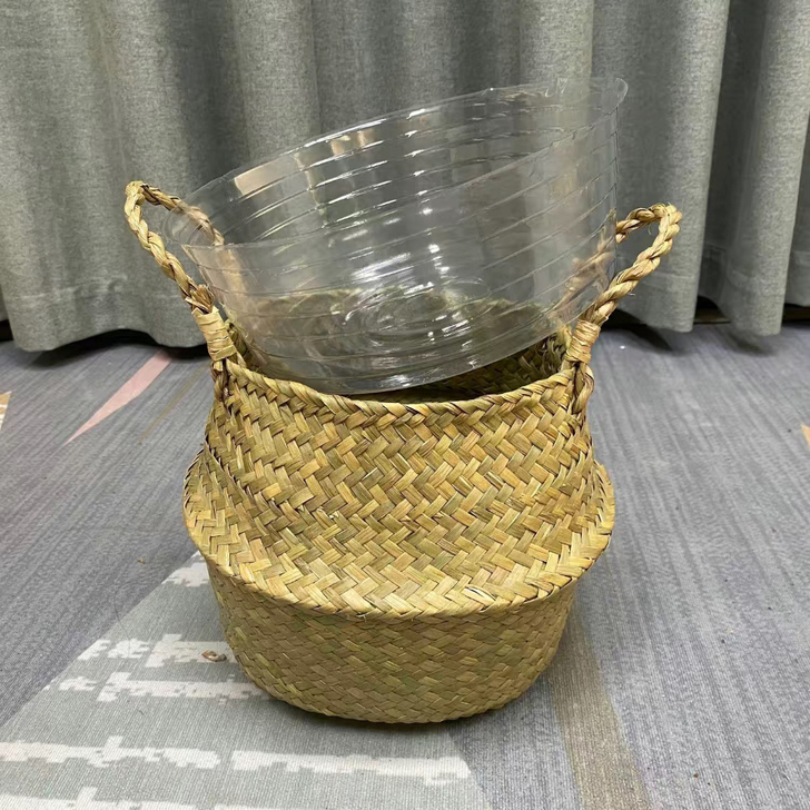 15.8元包邮草编花篮北欧风花盆送防水壳