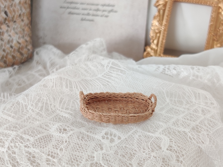 娃用微缩篮子 纸藤藤编花篮 水果篮 娃屋道...