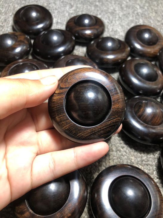 纯手工制作乌木紫光檀雕刻时来运转手把件!密...