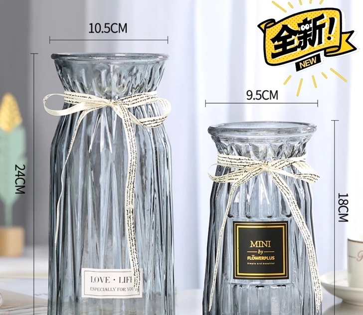 北欧简约玻璃花瓶2件套13.8元包邮百合富...
