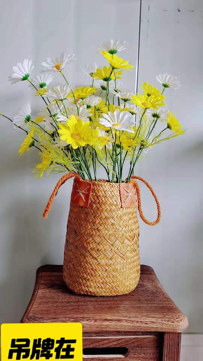 19.6包邮厂家直销 天然草编花瓶插花花篮...