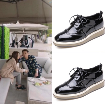 唐溏心风暴3黄翠如方希雯同款鞋布洛克英伦风...