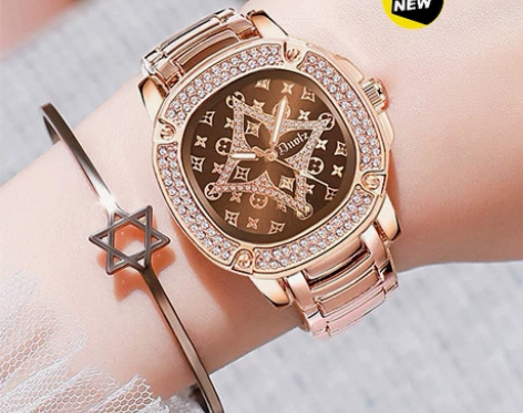 DUOLZ捷克钻轻奢百搭时尚女表方形表盘女...