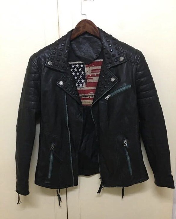 LOLOB男款机车款羊皮夹克，意大利羊皮夹...