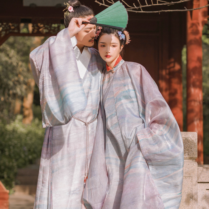 司南阁原创莫奈花园风格明制汉服女立领衫仿妆...